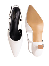 White Synthetic Leather Solid Pointed Toe Kitten Heel Sandals (TC-RSHO9-WHT)