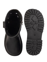 Black Synthetic Leather Winter Stylish Ankle Boots For Kids-Unisex (TC-RSXR379-BLK)