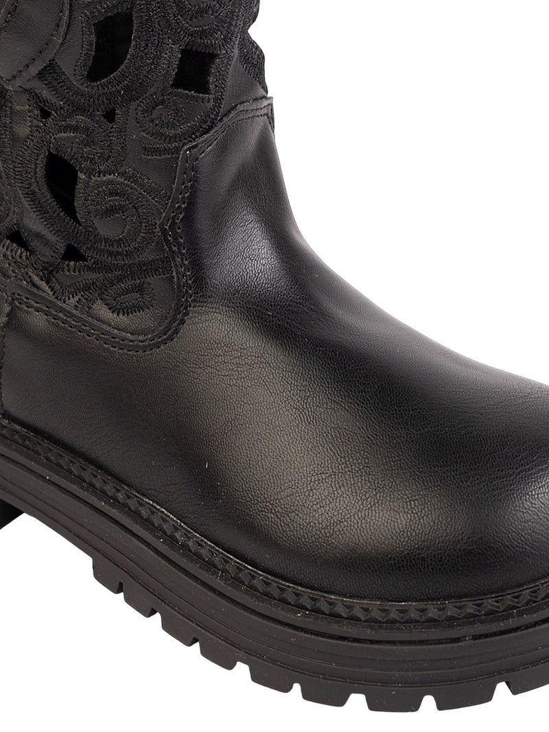 Black Synthetic Leather Winter Stylish Ankle Boots For Kids-Unisex (TC-RSXR379-BLK)