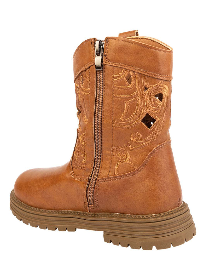 Tan Synthetic Leather Winter Stylish Ankle Boots For Kids-Unisex (TC-RSXR379-TAN)