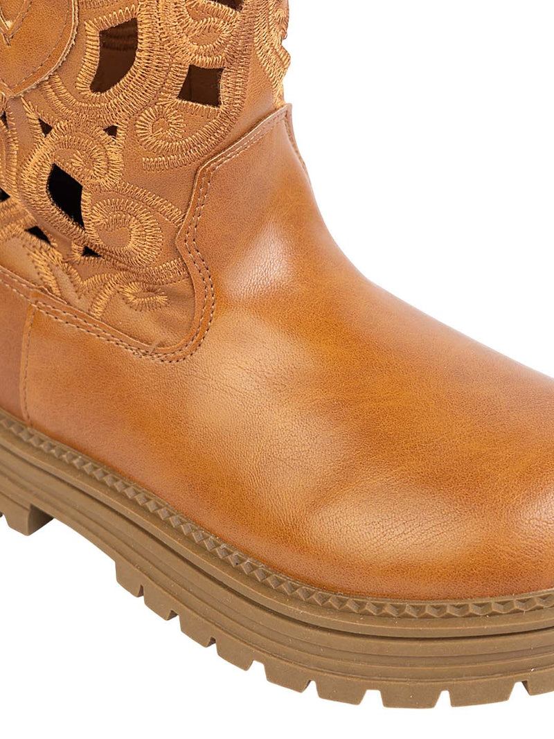 Tan Synthetic Leather Winter Stylish Ankle Boots For Kids-Unisex (TC-RSXR379-TAN)