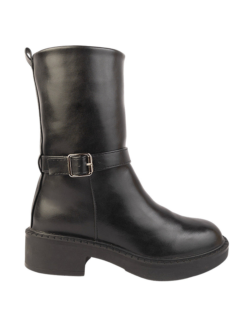 Black Synthetic Leather High-End-Fashion Stylish Ankle Boots (TC-RSXR846-BLK)