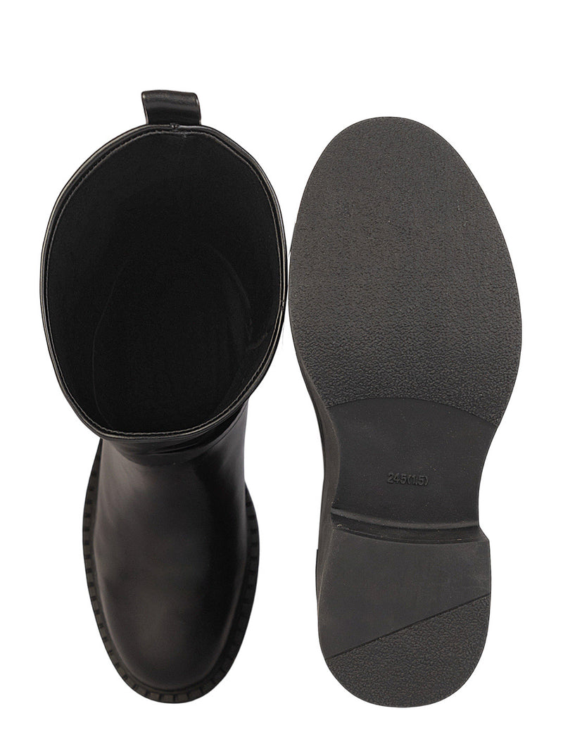 Black Synthetic Leather High-End-Fashion Stylish Ankle Boots (TC-RSXR846-BLK)