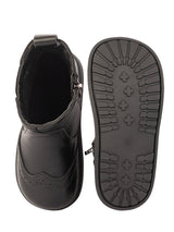 Black Synthetic Leather Winter Stylish Ankle Boots For Kids-Unisex (TC-RSXR8826-BLK)