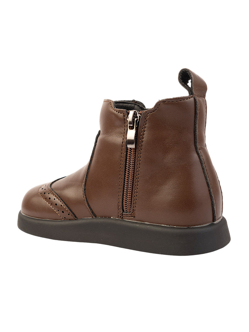 Brown Synthetic Leather Winter Stylish Ankle Boots For Kids-Unisex (TC-RSXR8826-BRO)