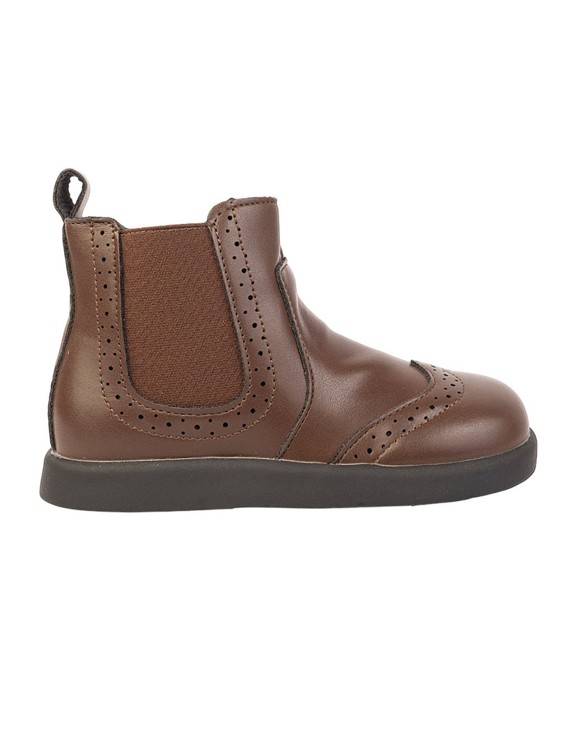 Brown Synthetic Leather Winter Stylish Ankle Boots For Kids-Unisex (TC-RSXR8826-BRO)