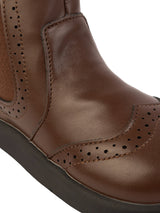 Brown Synthetic Leather Winter Stylish Ankle Boots For Kids-Unisex (TC-RSXR8826-BRO)