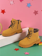 Camel Synthetic Leather Winter Stylish Ankle Boots For Kids-Unisex (TC-RSXR905-CAM)