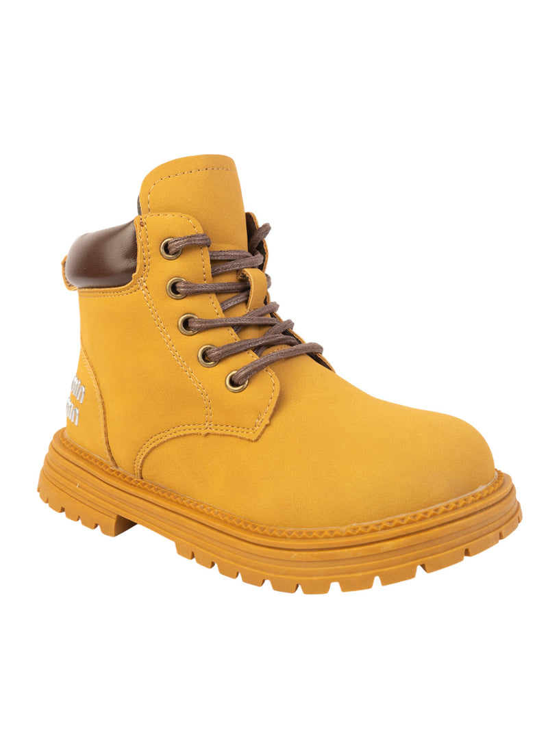 Camel Synthetic Leather Winter Stylish Ankle Boots For Kids-Unisex (TC-RSXR905-CAM)