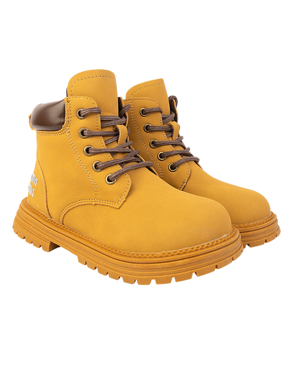 Camel Synthetic Leather Winter Stylish Ankle Boots For Kids-Unisex