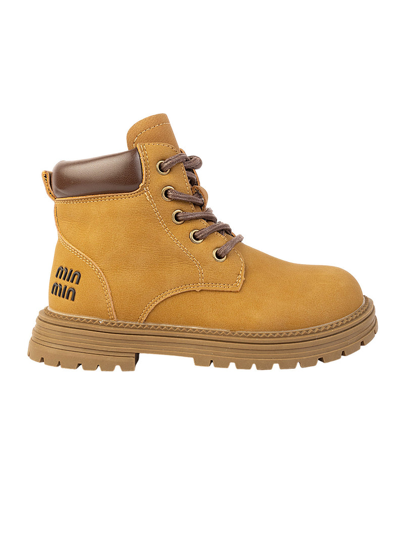 Khaki Synthetic Leather Winter Stylish Ankle Boots For Kids-Unisex (TC-RSXR905-KHA)