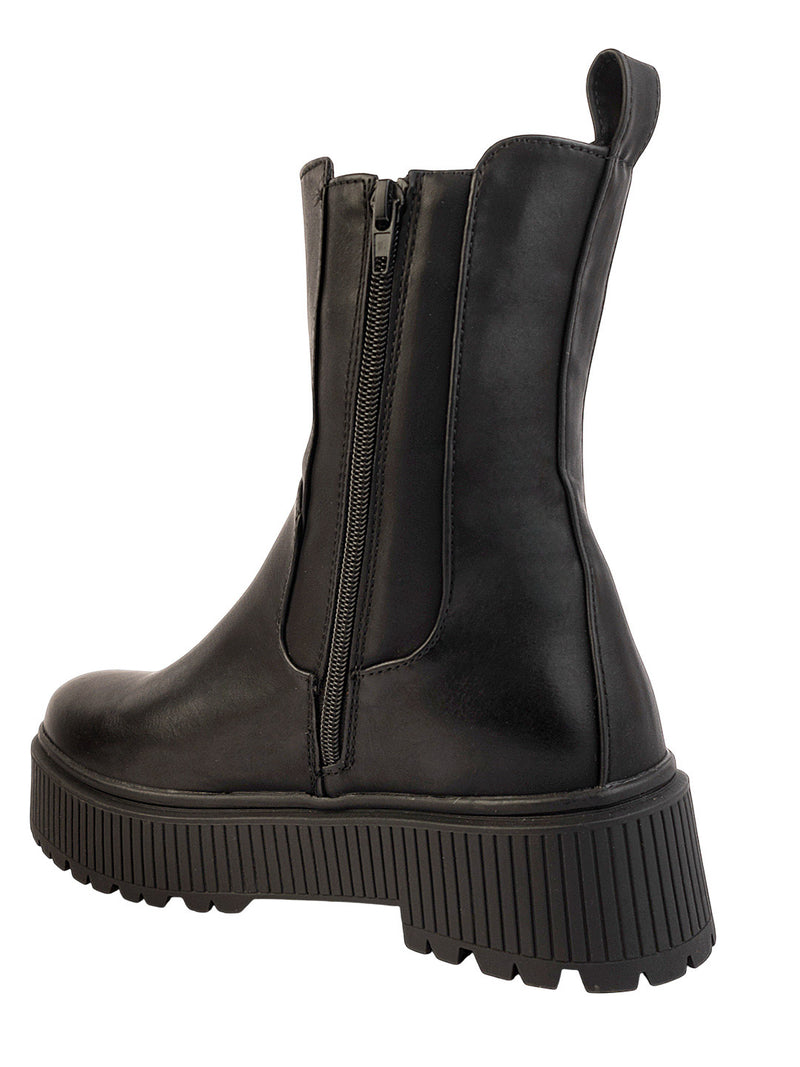 Black Synthetic Leather High-End-Fashion Stylish Ankle Boots (TC-RSZY301-BLK)