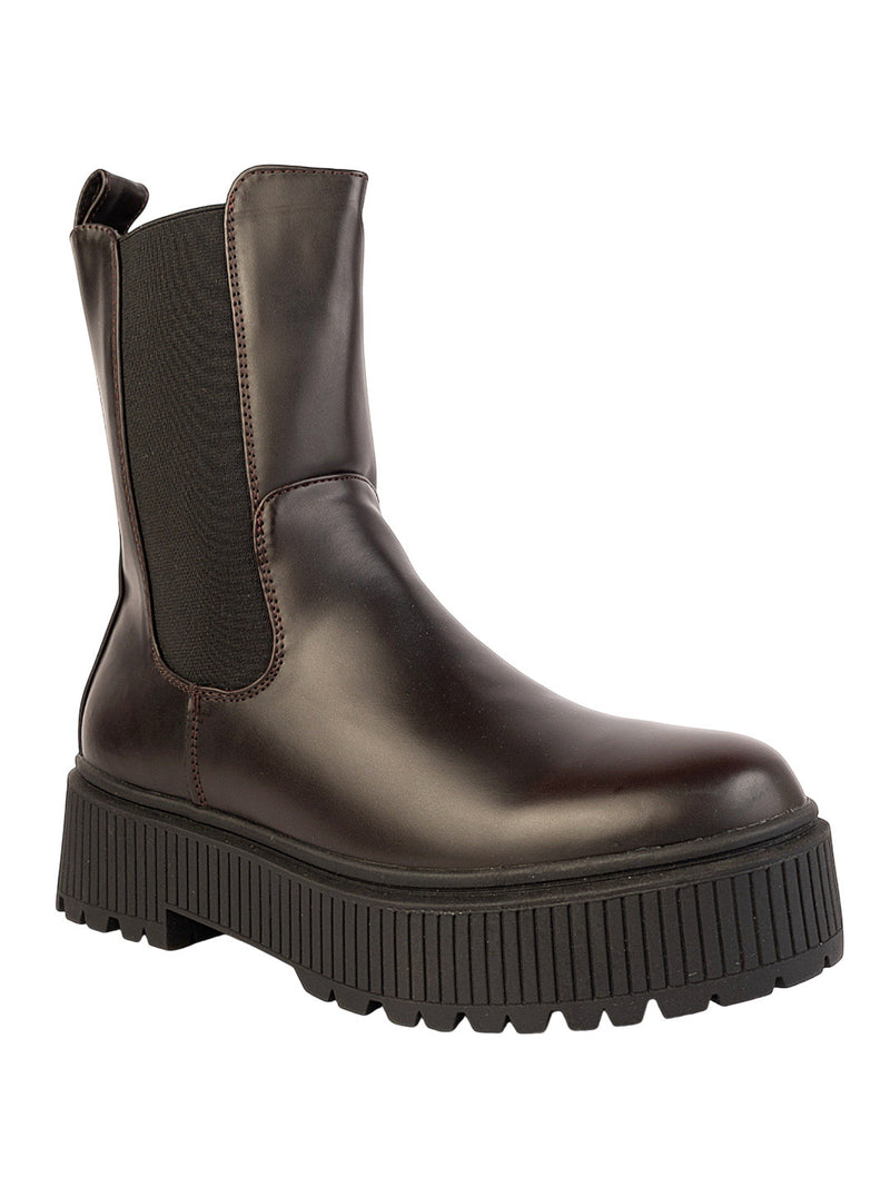 Brown Synthetic Leather Winter High-End Stylish Ankle Boots (TC-RSZY301-BRO)