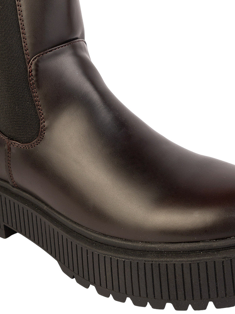 Brown Synthetic Leather Winter High-End Stylish Ankle Boots (TC-RSZY301-BRO)