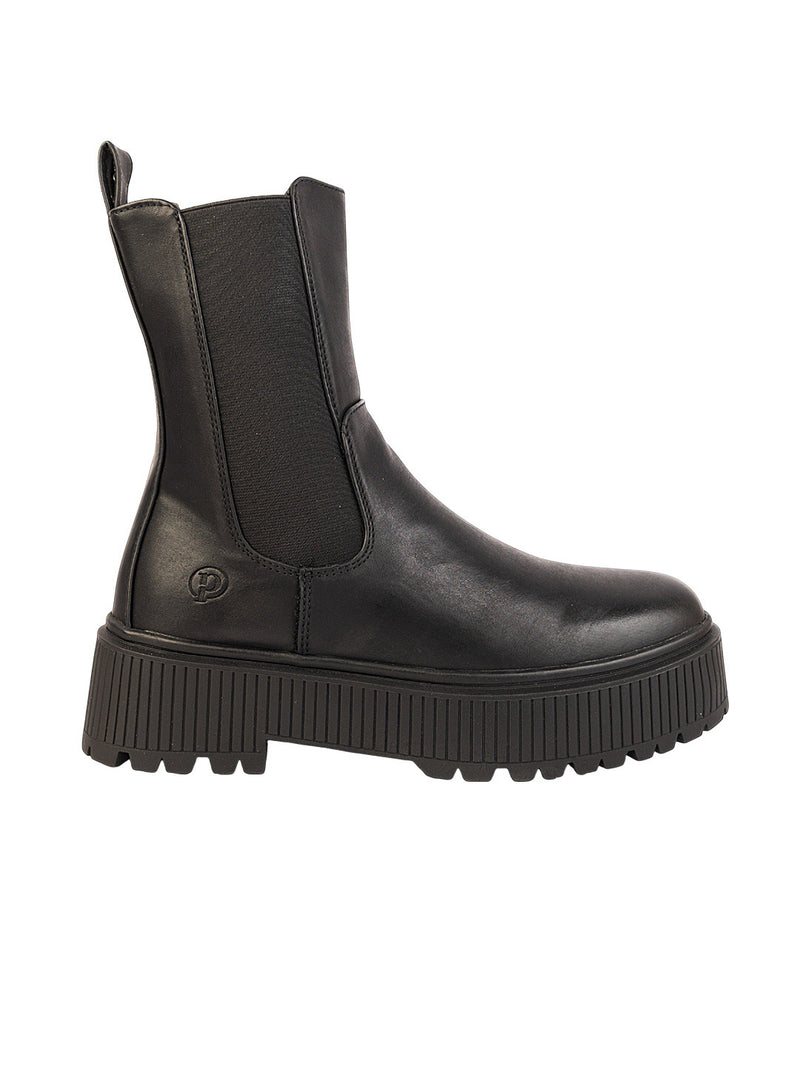 Black Synthetic Leather High-End-Fashion Stylish Ankle Boots (TC-RSZY503-BLK)