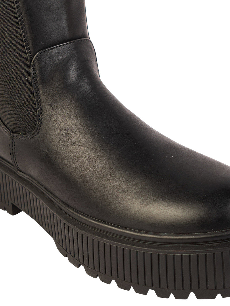 Black Synthetic Leather High-End-Fashion Stylish Ankle Boots (TC-RSZY503-BLK)