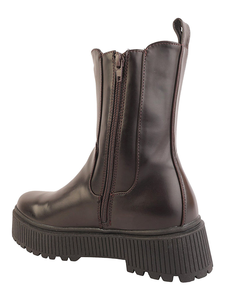 Brown Synthetic Leather Winter High-End Stylish Ankle Boots (TC-RSZY503-BRO)