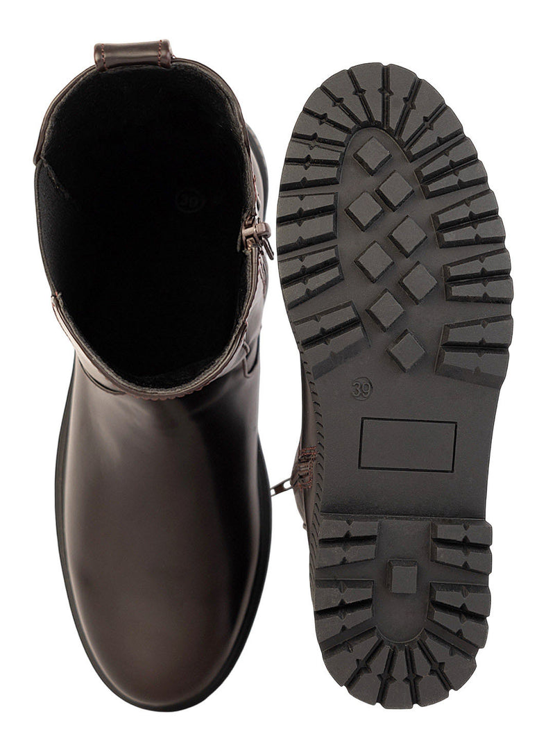 Brown Synthetic Leather Winter High-End Stylish Ankle Boots (TC-RSZY503-BRO)