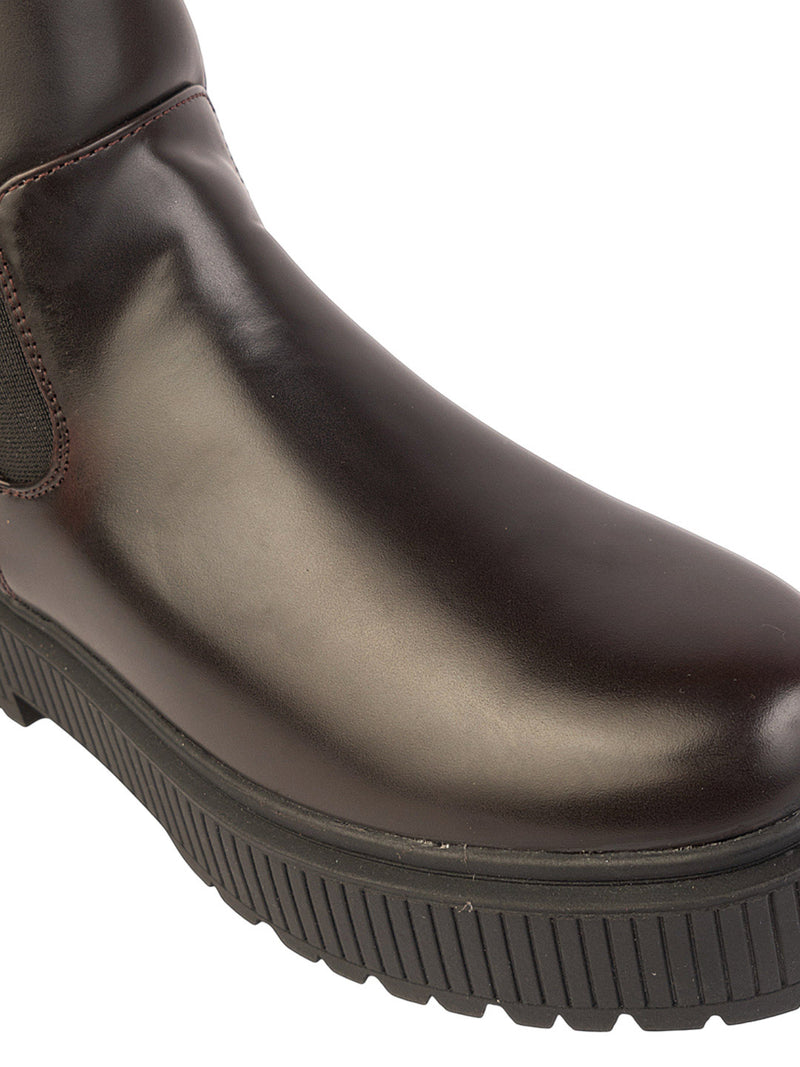 Brown Synthetic Leather Winter High-End Stylish Ankle Boots (TC-RSZY503-BRO)