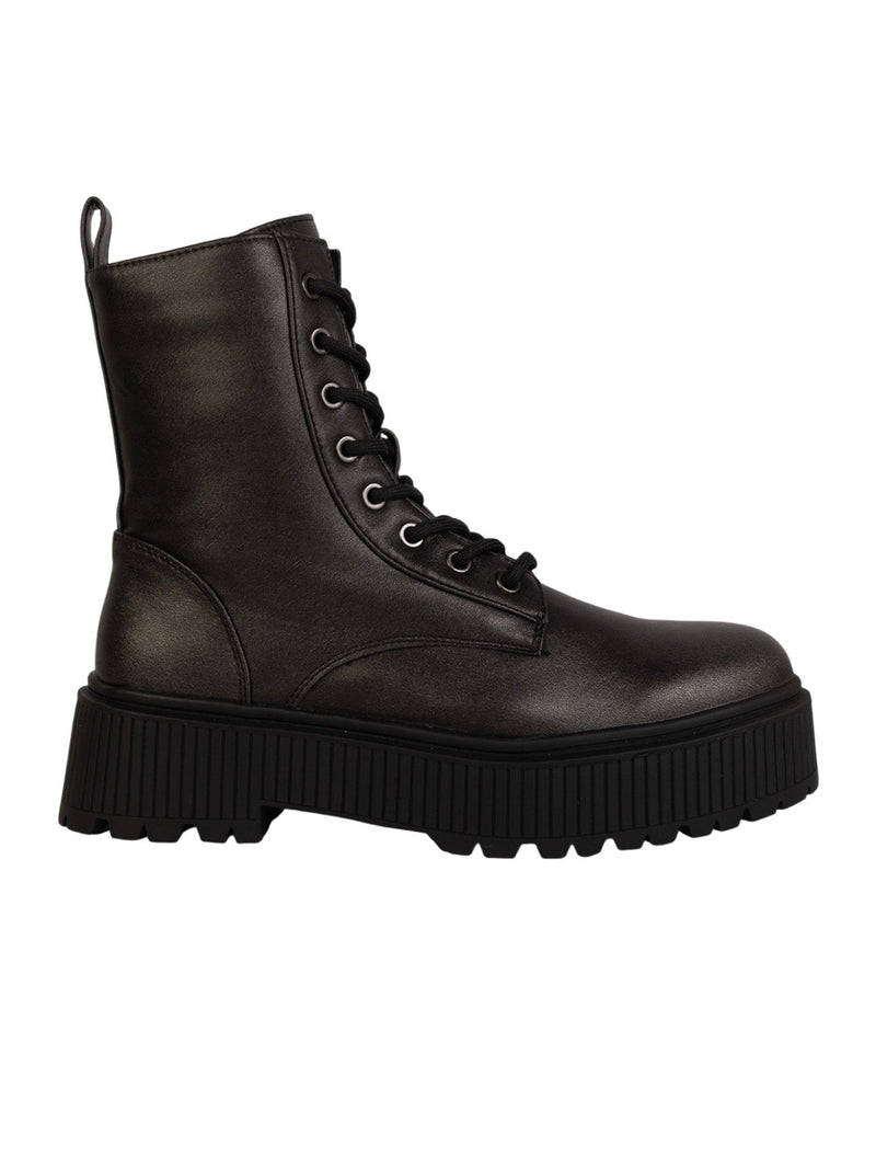 Black Synthetic Leather High-End-Fashion Stylish Ankle Boots (TC-RSZY506-BLK)