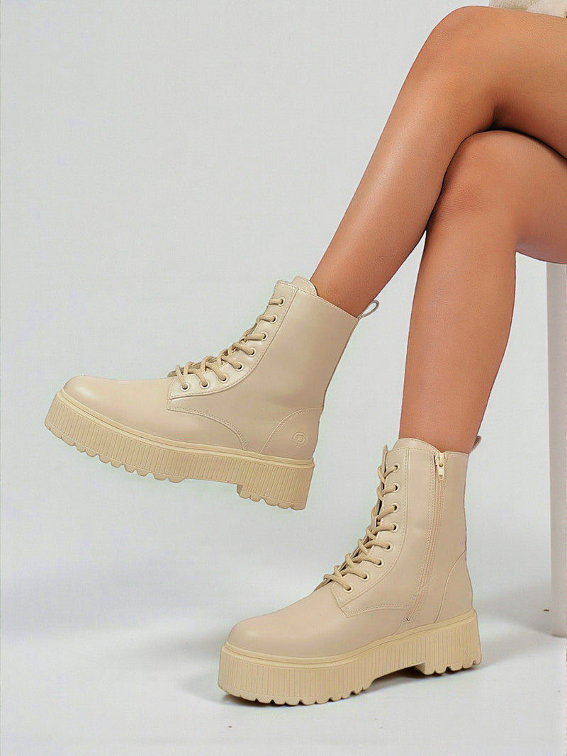 White Synthetic Leather Winter High-End Stylish Ankle Boots (TC-RSZY613-WHT)
