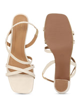 Cream PU Block Heels Sandals (TC-SLC-B5-CRMPU)