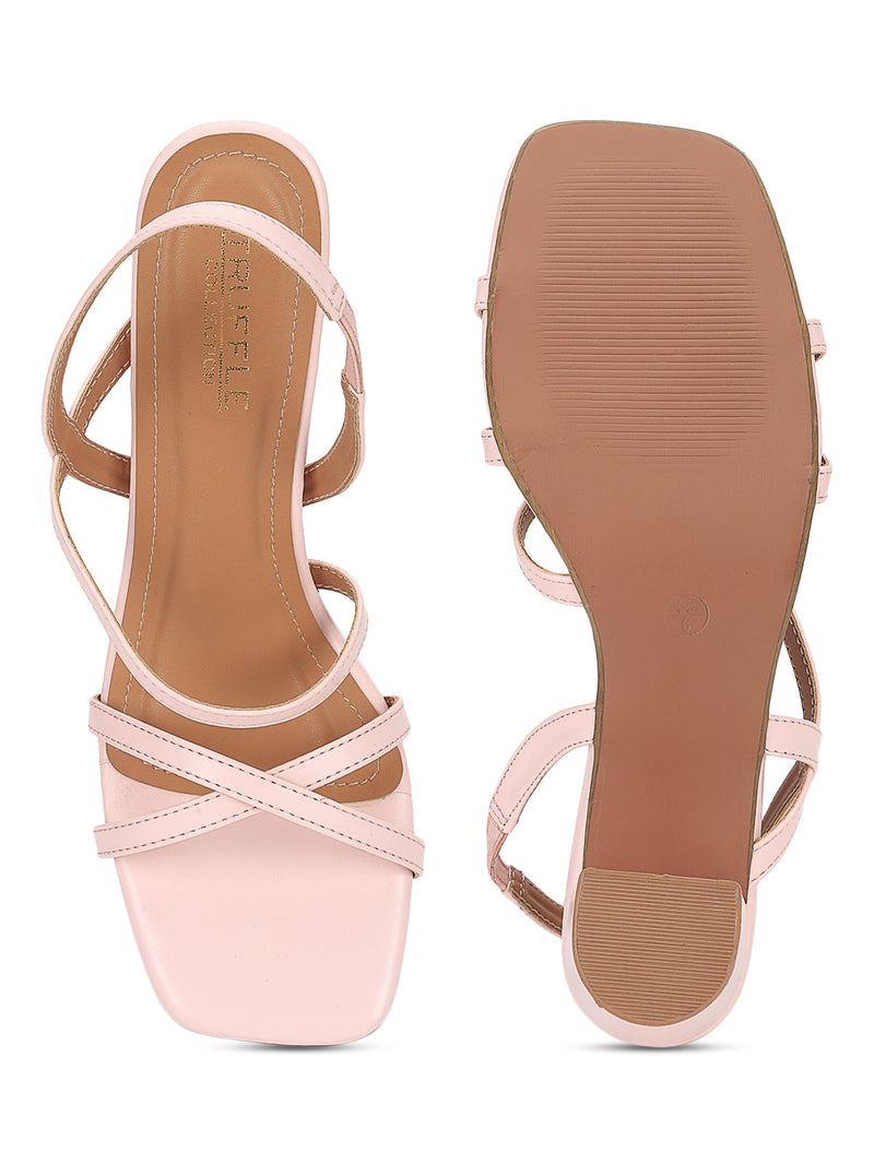 Pink PU Block Heels Sandals (TC-SLC-B5-PNK)