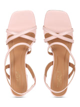 Pink PU Block Heels Sandals (TC-SLC-B5-PNK)