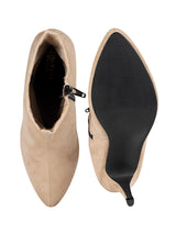 Beige Suede Pointed Toe Side Zipper Stiletto Ankle Boots (TC-ST-1270-BEIGSUE)