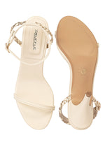 Cream Synthetic Leather Strappy Stiletto Sandals (TC-ST-1295-CRMGLD)