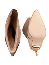 Beige Suede Gold Toned Metallic Stiletto Heel Long Boot (TC-T4995-BEIG)