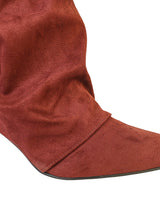 Burgundy Suede Pointed Toe Slouched Stiletto Heel Knee High Boot (TC-T5037-BUR)