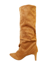 Camel Suede Pointed Toe Slouched Stiletto Heel Knee High Boot (TC-T5037-CAM)