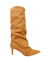 Camel Suede Pointed Toe Slouched Stiletto Heel Knee High Boot (TC-T5037-CAM)
