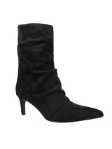 Black Suede Pointed Toe Slouched Stiletto Heel Ankle Boot (TC-T5039-BLK)