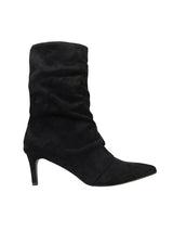 Black Suede Pointed Toe Slouched Stiletto Heel Ankle Boot (TC-T5039-BLK)