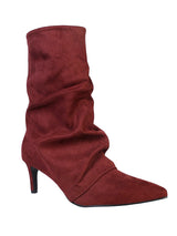 Burgundy Suede Pointed Toe Slouched Stiletto Heel Ankle Boot (TC-T5039-BUR)