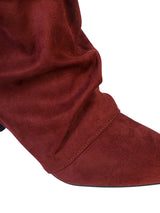 Burgundy Suede Pointed Toe Slouched Stiletto Heel Ankle Boot (TC-T5039-BUR)