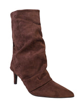 Coffee Suede Pointed Toe Slouched Stiletto Heel Ankle Boot (TC-T5039-COFF)