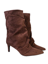 Coffee Suede Pointed Toe Slouched Stiletto Heel Ankle Boot (TC-T5039-COFF)