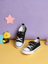 Black Canvas Stylish Velcro Sneakers For Kids-Unisex (TC-VKCAN3-BLK)