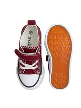 Burgundy Canvas Top Design And Durable Sole Velcro Sneakers For Kids-Unisex (TC-VKCAN3-BUR)