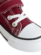 Burgundy Canvas Top Design And Durable Sole Velcro Sneakers For Kids-Unisex (TC-VKCAN3-BUR)