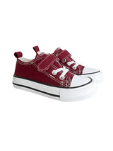 Burgundy Canvas Top Design And Durable Sole Velcro Sneakers For Kids-Unisex (TC-VKCAN3-BUR)