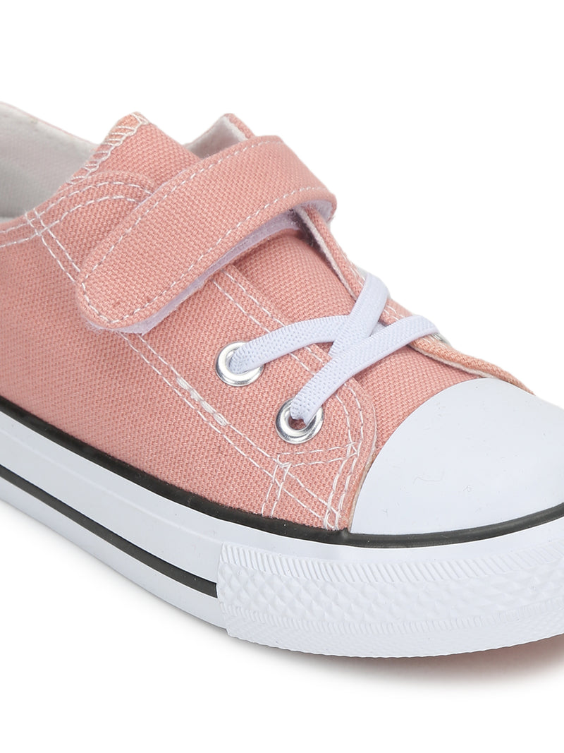 Pink Canvas Stylish Velcro Sneakers For Kids-Unisex (TC-VKCAN3-PNK)