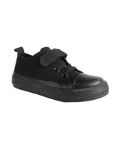 Black Canvas Top Design And Durable Sole Velcro Sneakers For Kids-Unisex (TC-VKCAN3-TOTBLK)