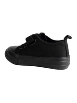 Black Canvas Top Design And Durable Sole Velcro Sneakers For Kids-Unisex (TC-VKCAN3-TOTBLK)