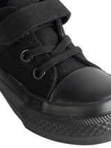 Black Canvas Top Design And Durable Sole Velcro Sneakers For Kids-Unisex (TC-VKCAN3-TOTBLK)