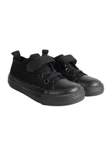 Black Canvas Top Design And Durable Sole Velcro Sneakers For Kids-Unisex (TC-VKCAN3-TOTBLK)