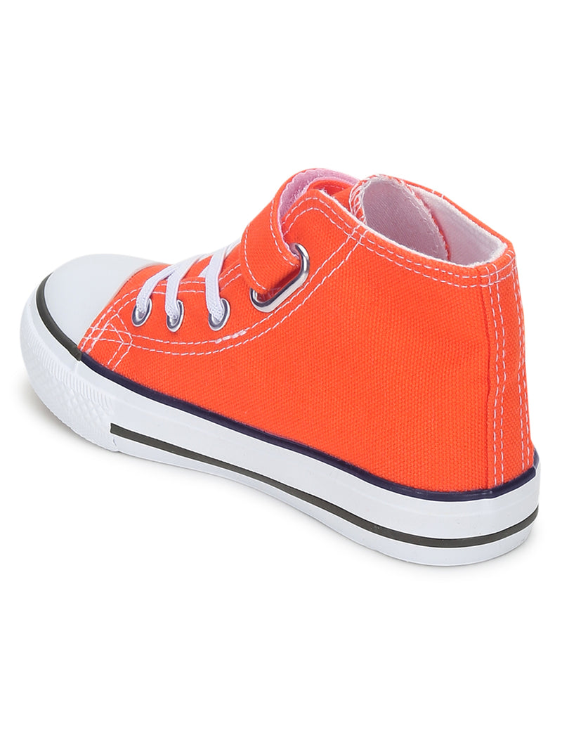 Orange Canvas Stylish Velcro Sneakers For Kids-Unisex (TC-VKCAN4-ORA)